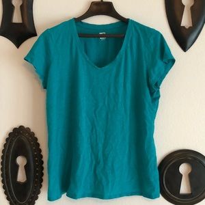 Turquoise V Neck Tee